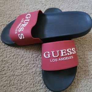 Guess Sandal, Size US 11 Euro 44, Color Red/Black